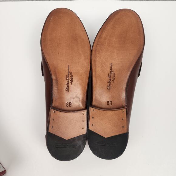 Salvatore Ferragamo Sport Gwendy Tan Pebble Calf Loafers Women Size 8B Brown New - Picture 12 of 14